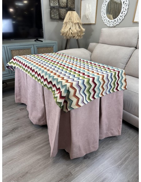 Ropa de Mesa Camilla Antimanchas Aterciopelada Triple Grueso Reforzada 10 pliegues Rosa con Tapete Libélula