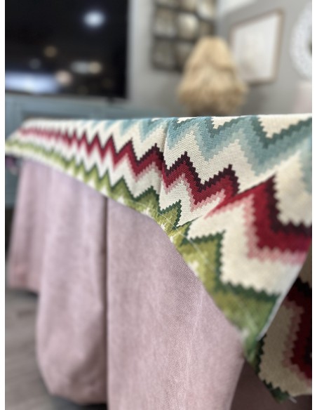 Ropa de Mesa Camilla Antimanchas Aterciopelada Triple Grueso Reforzada 10 pliegues Rosa con Tapete Libélula