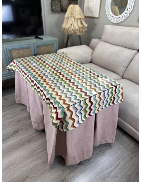 Ropa de Mesa Camilla Antimanchas Aterciopelada Triple Grueso Reforzada 10 pliegues Rosa con Tapete Libélula