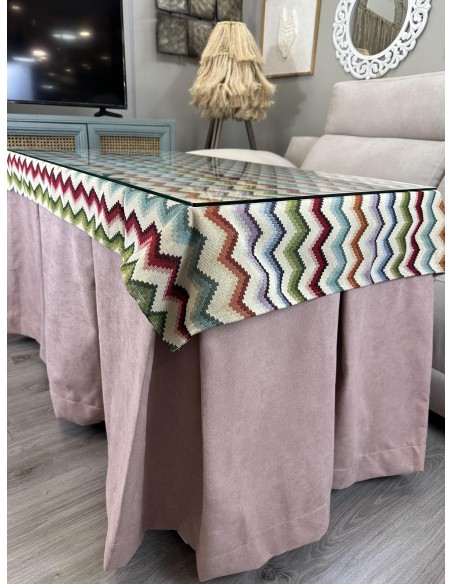 Ropa de Mesa Camilla Antimanchas Aterciopelada Triple Grueso Reforzada 10 pliegues Rosa con Tapete Libélula