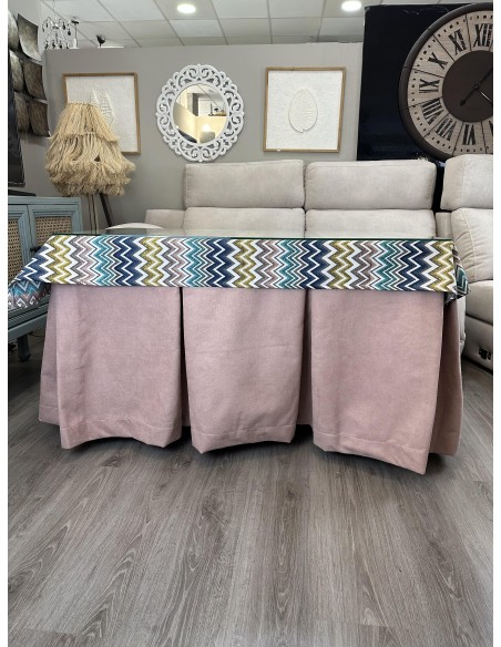 Ropa de Mesa Camilla Antimanchas Aterciopelada Triple Grueso Reforzada 10 pliegues Rosa con Tapete Mar