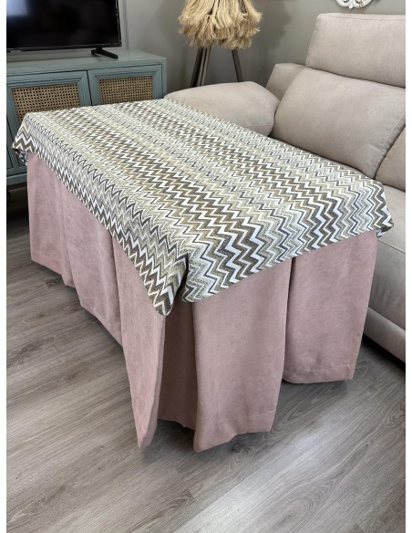Ropa de Mesa Camilla Antimanchas Aterciopelada Triple Grueso Reforzada 10 pliegues Rosa con Tapete Tierra