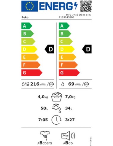 Lavadora Secadora BEKO GB HTV7716DSWBTR