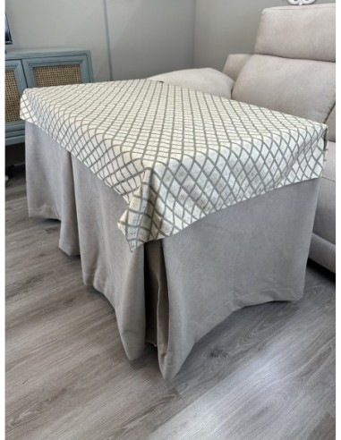 Conjunto Ropa de Mesa Camilla Antimanchas Aterciopelada Triple Grueso Gris Perla