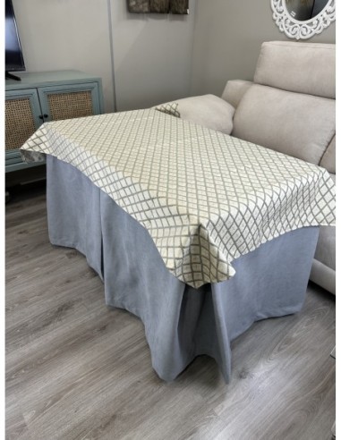 Conjunto Ropa de Mesa Camilla Antimanchas Aterciopelada Triple Grueso Nature Gris