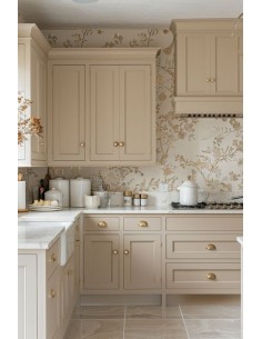 Cocina beige con encimera...