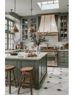 Cocina sofisticada en verde...