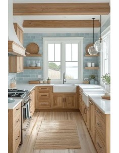 Cocina en U estilo coastal...
