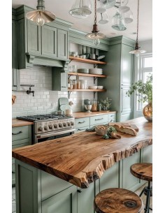 Cocina vintage en verde...