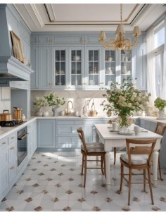Cocina clásica azul claro...