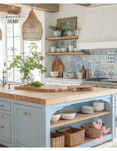 Cocina rústica en azul...