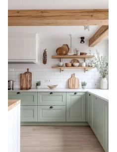 Cocina en verde suave con...
