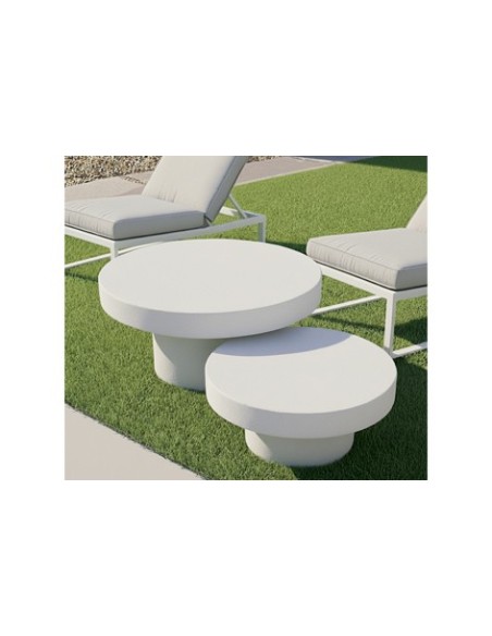 MESA BAJA REDONDA 90 CM MICROCEMENTO BLANCO