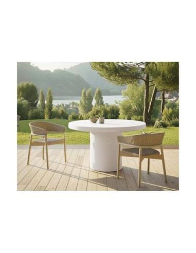 MESA REDONDA 90 CM MICROCEMENTO BLANCO