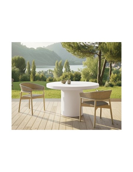 MESA REDONDA 90 CM MICROCEMENTO BLANCO