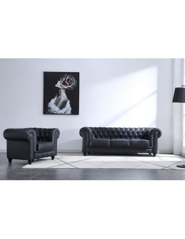 SOFÁ CHESTERFIELD 3 PLAZAS SÍMIL PIEL...