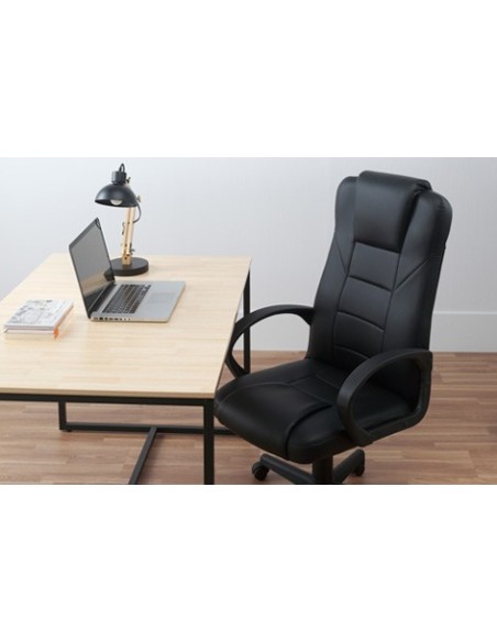 SILLA DE DESPACHO MODELO HENRY SÍMIL PIEL NEGRO