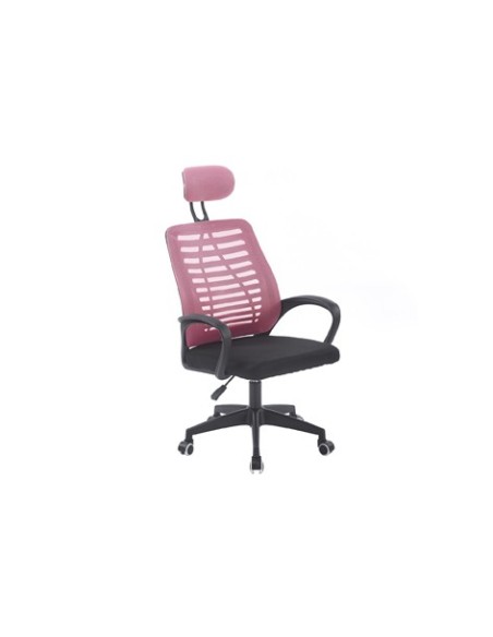 SILLON GIRATORIO CON REPOSACABEZAS KNECK RED TRANSPIRABLE NEGRO / ROSA