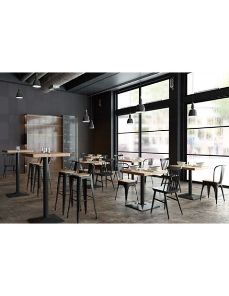 TABURETE ALTO TOLIX NEGRO ASIENTO MADERA ROBLE NORDISH