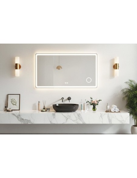 ESPEJO PARED CON ILUMINACION LED Y LUPA DE AUMENTO  WATERPROOF 100 x 70 CM