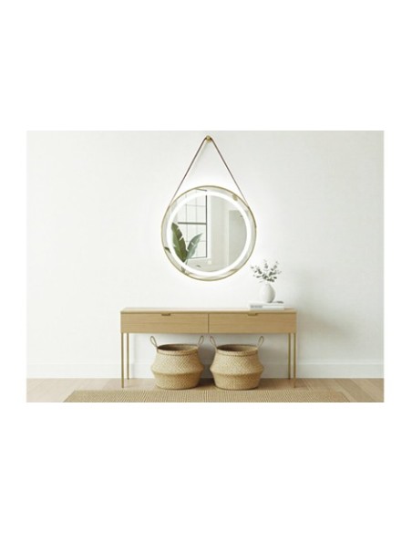 ESPEJO COLGAR CON MARCO DORADO E ILUMINACION LED BELT 60 X 60 CM