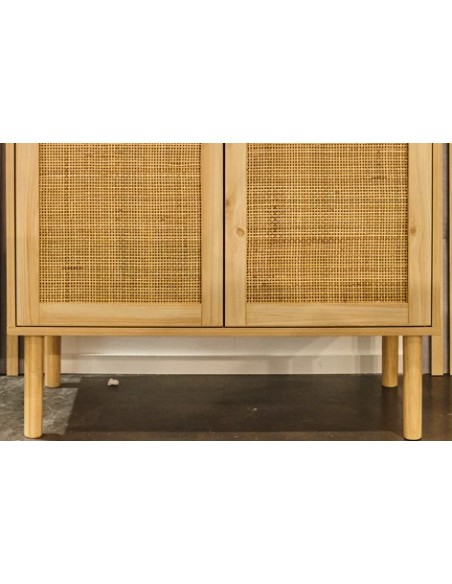 ARMARIO BAJO DÉCOR 80 x 40 CM PINO / RATTAN