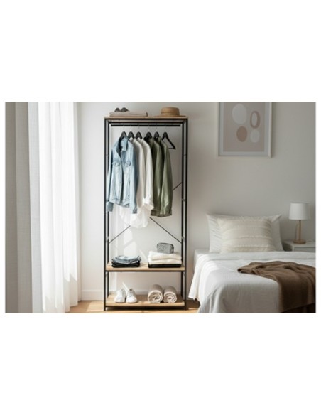 ARMARIO ABIERTO OPEN DECK 75 X 180 CM OAK / NEGRO