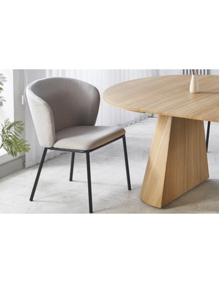 SILLA COMEDOR MARGOT TEJIDO BEIGE / NEGRO