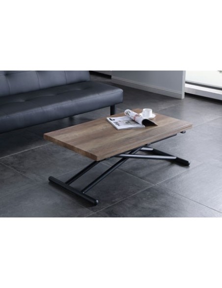 MESA CENTRO ELEVABLE Y EXTENSIBLE UP - DOWN NOGAL / NEGRO 100 x 50 CM