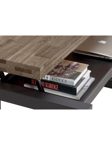MESA CENTRO ELEVABLE LOFT 120 x 60 CM ROBLE  AMERICAN / NEGRO