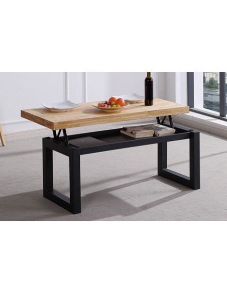 MESA CENTRO ELEVABLE LOFT 120 x 60 CM ROBLE NORDISH/ NEGRO