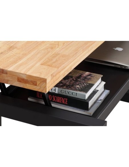 MESA CENTRO ELEVABLE LOFT 120 x 60 CM ROBLE NORDISH/ NEGRO