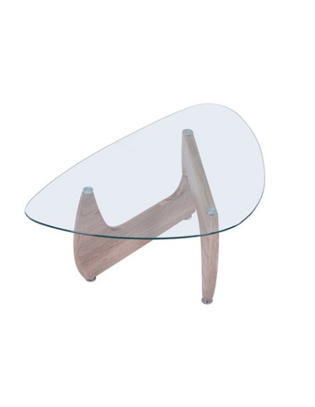 MESA CENTRO LEYNA 110 x 70 CM ROBLE / CRISTAL TRANSPARENTE