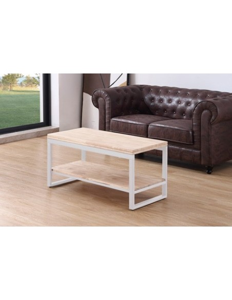 MESA CENTRO ELEVABLE Y EXTENSIBLE STEVE  100 x 45 CM ROBLE NORDISH / BLANCO