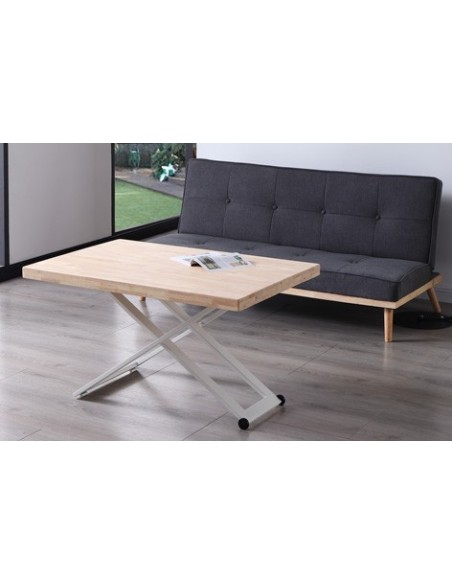 MESA CENTRO ELEVABLE ZOE 120 x 80 CM ROBLE NORDISH / BLANCO