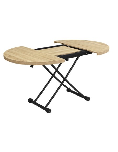 MESA CENTRO ELEVABLE Y EXTENSIBLE 100 - 140 CM GAGA OAK / NEGRO