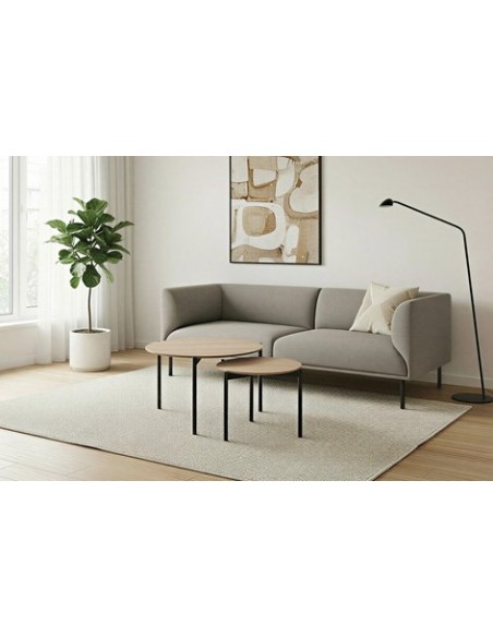 MESA CENTRO NIDO REDONDA SUCREAM OAK / NEGRO