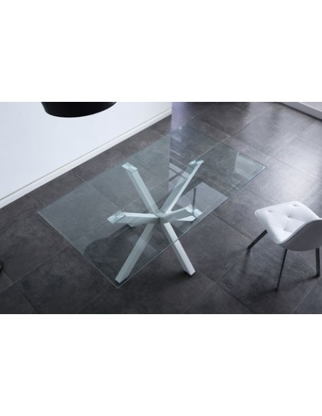 MESA COMEDOR FIJA CROSS 160 x 90 CM  BLANCO