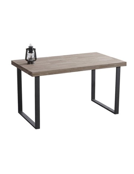 MESA COMEDOR FIJA NATURAL 140 x 80 CM  ROBLE AMERICAN / NEGRO