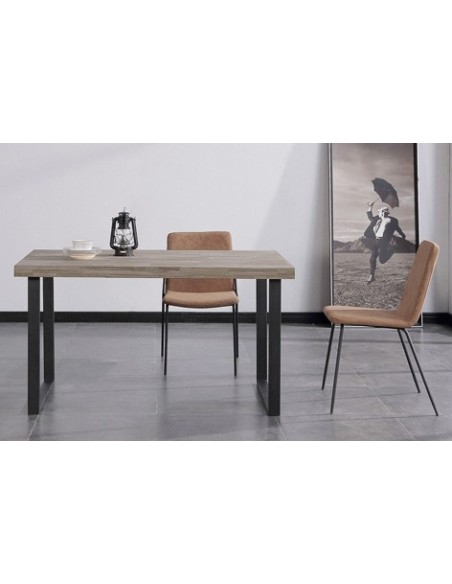 MESA COMEDOR FIJA NATURAL 140 x 80 CM  ROBLE AMERICAN / NEGRO