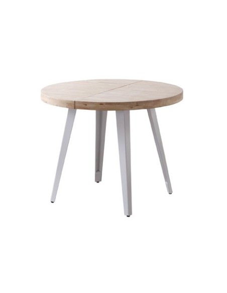 MESA COMEDOR REDONDA EXTENSIBLE BERG 120 - 160 - 200 CM ROBLE NORDISH / BLANCO