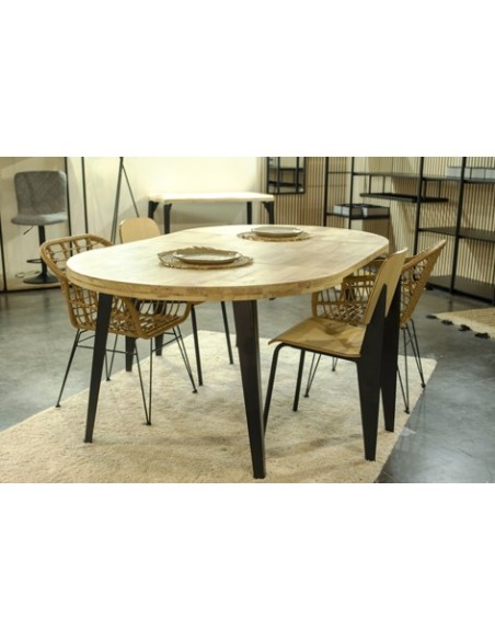 MESA COMEDOR REDONDA EXTENSIBLE BERG 120 - 160 - 200 CM ROBLE NORDISH / NEGRO