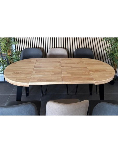 MESA COMEDOR REDONDA EXTENSIBLE BERG 80 - 120 - 160 CM ROBLE NORDISH / NEGRO