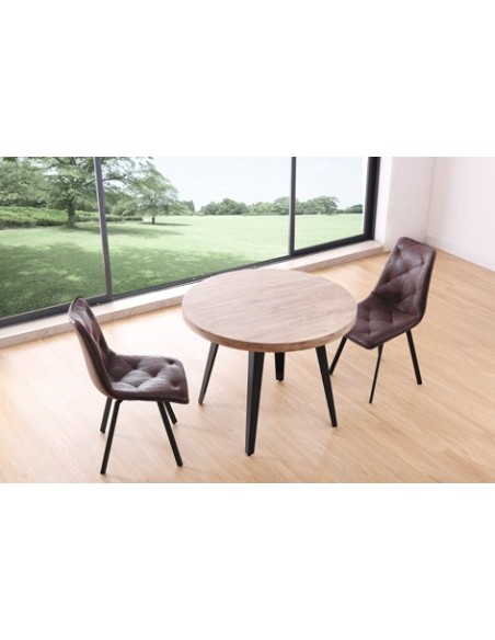 MESA COMEDOR REDONDA FIJA BERG 100 CM  ROBLE HONEY / NEGRO