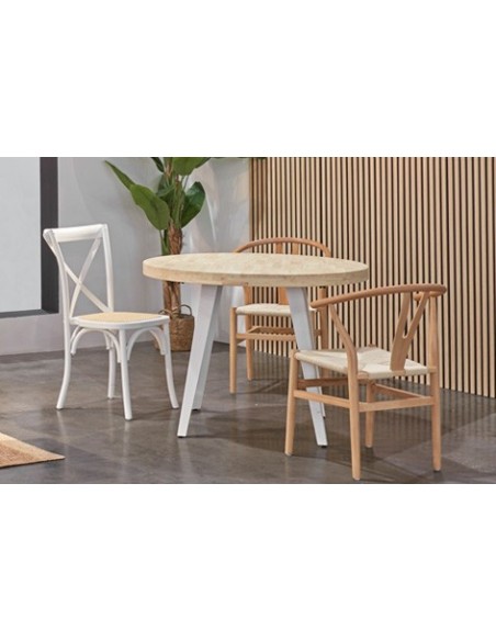 MESA COMEDOR REDONDA FIJA BERG 100 CM  ROBLE NORDISH / BLANCO