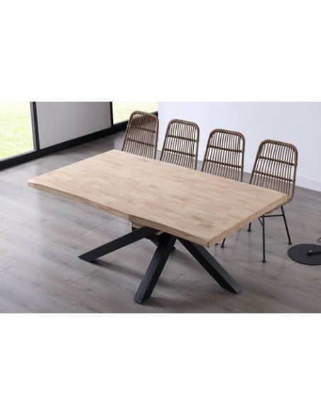 MESA COMEDOR FIJA XENA 180 x 100 CM  ROBLE NORDISH / NEGRO TAPA CON FORMA