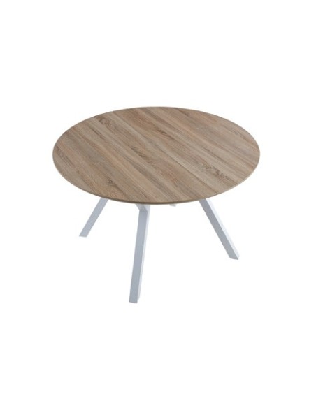 MESA COMEDOR REDONDA EXTENSIBLE DELTA 120 - 160 CM OAK / BLANCO