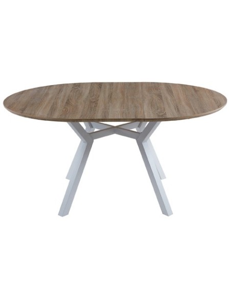 MESA COMEDOR REDONDA EXTENSIBLE DELTA 120 - 160 CM OAK / BLANCO