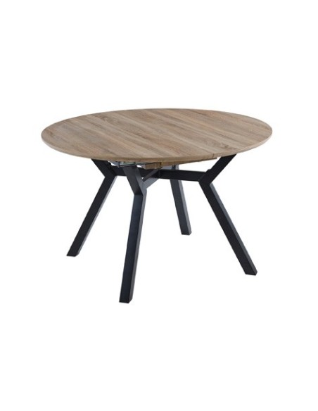 MESA COMEDOR REDONDA EXTENSIBLE DELTA 120 - 160 CM OAK / NEGRO