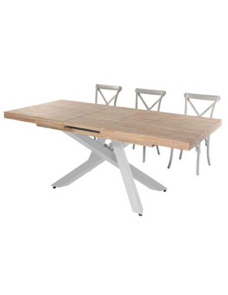 MESA COMEDOR EXTENSIBLE XENA 160 - 200 - 240 x 90 CM  ROBLE NORDISH / BLANCO